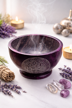 Räucherschale "Uranus" fuchsia aus Speckstein