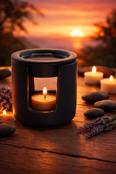 Duftlampe "Spio" aus Keramik, schwarz